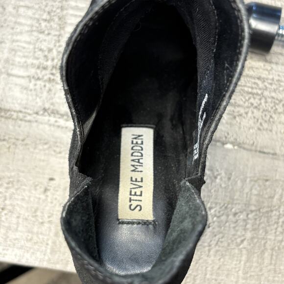 STEVE MADDEN Women 6.5 Rookie Black Suede Block Heel Ankle Booties - Picture 8 of 8